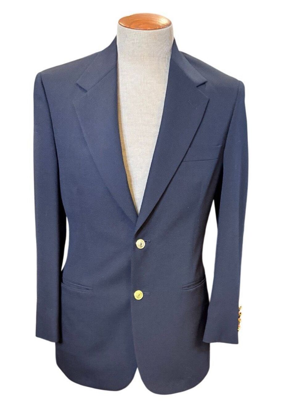 Wimbledon of England Vintage Men’s Navy Blue Blazer Gold Buttons 36R Academic
